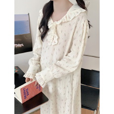 批发实拍实价ins风新款花朵木耳边V领双层纱睡裙连衣裙