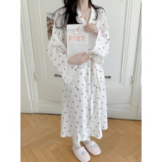 批发实拍实价 2026夏季韩系可爱樱桃纯<b class='q'>棉</b>纱布睡袍浴袍睡裙<b class='q'>睡衣</b>家居服