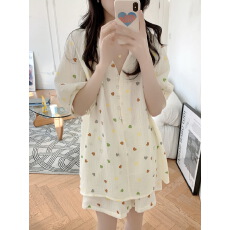 批发实拍实价 2026夏季韩系纯棉彩色爱心<b class='q'>睡衣</b>女<b class='q'>套装</b>睡裙纱布家居服