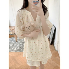 批发实拍实价 2026夏季韩系纯棉彩色碎花<b class='q'>睡衣</b>女<b class='q'>套装</b>睡裙纱布家居服