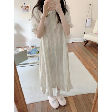 批发实拍实价 2026夏新款可爱娃娃领宽松碎花<b class='q'>纯棉</b>纱布睡衣<b class='q'>家居服</b>睡裙