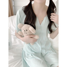 批发实拍实价 韩国ins夏季新款<b class='q'>糖果</b>色针织小V领开衫睡衣家居服套装