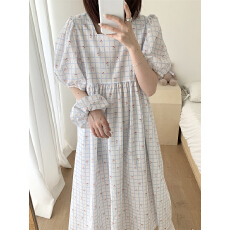 实拍实价 韩系简约舒适睡衣休闲宽松慵懒睡裙家居服