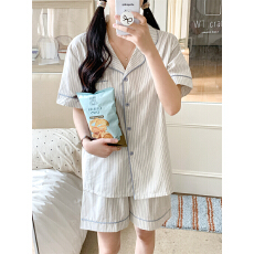 批发实拍实价 韩系条纹简约舒适<b class='q'>睡衣</b>套装休闲家居服