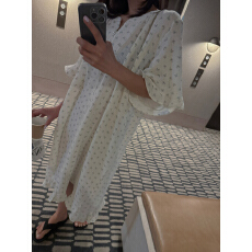 批发韩系小碎花简约舒适睡衣休闲宽松睡裙家居服