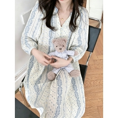 实拍实价 韩系简约舒适睡衣套装休闲宽松睡裙慵懒家居服