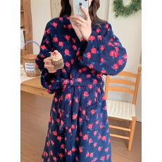 批发实拍实价 韩系毛绒简约舒适睡衣休闲宽松睡袍慵懒家居服