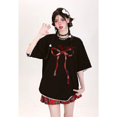 批发官图32支双纱纯棉短袖t恤夏2026新款中长刺绣花圆领上衣韩版女装