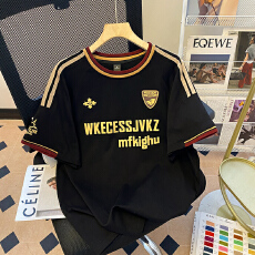 批发实拍32支双纱纯棉短袖<b class='q'>t</b><b class='q'>恤</b>男夏2026新款中长宽松条纹圆领上衣女装