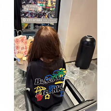 批发240克双纱<b class='q'>短袖</b>t恤男夏2025新款刺绣中长宽松圆领韩版上衣女装
