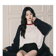 批发官图纯棉220克长袖t恤女装秋季插肩袖中长宽松<b class='q'>打底衫</b>圆领韩版上衣