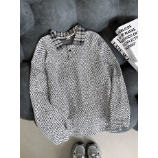 批发实拍特价<b class='q'>长袖</b><b class='q'>t</b><b class='q'>恤</b>打底衫<b class='q'>男</b>女薄款秋季新款粗织条纹宽松POLO领上衣