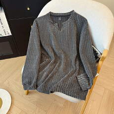 批发实拍特价300克原版长袖t恤打底衫男女薄秋季新款鱼骨纹小V领上衣