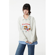 批发实拍特价长袖t恤<b class='q'>卫衣</b>女设计感新款潮秋季假两件中长宽松POLO上衣