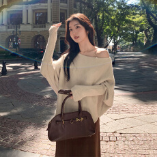 批发官图特价安迪绒长袖毛衣女装<b class='q'>秋</b>冬2025新款纯色斜领保暖针织衫上衣