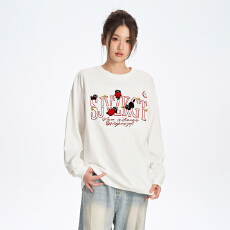 批发官图220克纯棉长袖<b class='q'>t</b><b class='q'>恤</b>打底衫男女薄款潮秋刺绣花中长宽松圆领上衣