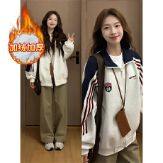 批发印图款特价大码女装200斤<b class='q'>卫衣</b><b class='q'>男</b>加绒冬宽松拉链开衫外套翻领上衣