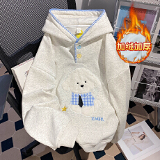 批发<b class='q'>实拍</b><b class='q'>大码</b><b class='q'>女装</b>200斤卫衣女冬季加绒新款潮刺绣花连帽宽松保暖上衣