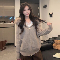 批发官图特价绵羊绒<b class='q'>针织衫</b>拉链开衫外套<b class='q'>打底衫</b>女秋冬毛领保暖毛衣上衣