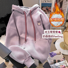 批发官图特价华棉复合400克卫衣女秋冬刺绣加绒加厚保暖上衣大码<b class='q'>女装</b>