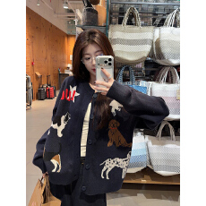 批发实拍特价北极绒长袖上衣针织衫提花打底衫女秋冬开衫外套保暖毛衣