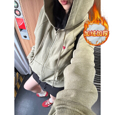 批发特价纯棉华棉复合真超加绒卫衣拉链开衫<b class='q'>外套</b>秋冬连帽保暖<b class='q'>上衣</b>女装