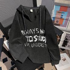 批发实拍长袖t恤卫衣女春秋薄款新款设计感坑条显瘦宽松翻领韩版上衣