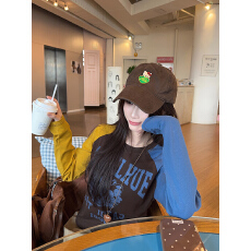 批发实拍特价插肩袖潮长袖t恤打底衫女薄款春秋撞色新款修身圆领上衣