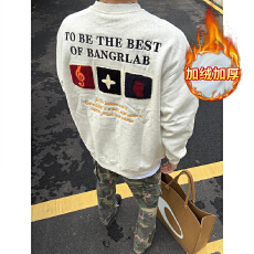 批发官图特价大码女装男卫衣加绒秋冬<b class='q'>新款</b>中长宽松刺绣花圆领保暖上衣