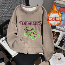 批发特价空气层复合真超400克加绒卫衣女秋冬季新款宽松圆领保暖上衣