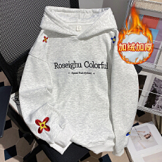 批发实拍特价卫衣男女装加绒情侣潮牌设计感秋冬新款刺绣宽松保暖上衣