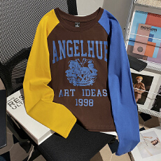 批发<b class='q'>实拍</b>特价插肩袖潮长袖t恤打底衫女薄款春秋撞色新款修身圆领上衣