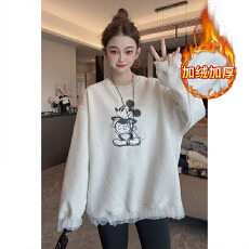 批发官图特价纯棉华棉复合真超加绒卫衣<b class='q'>女</b>秋冬潮新款蕾丝宽松保暖<b class='q'>上衣</b>