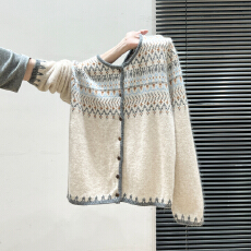 批发官图特价安迪绒长袖针织女秋冬新款提花开衫外套上衣圆领保暖毛衣