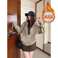 批发实拍特价纯棉华棉复合真超加绒卫衣拉链开衫<b class='q'>外套</b>秋冬保暖上衣<b class='q'>女装</b>