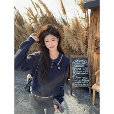 批发实拍特价绵羊绒毛衣女装秋冬新款刺绣花宽松漏空POLO领保暖针织衫