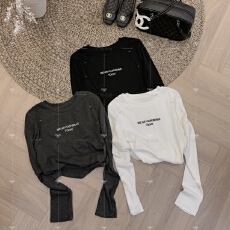 批发官图特价羊绒抓毛260克长袖t恤打底衫女刺绣薄款春秋新款圆领上衣