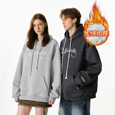 批发官图特价纯棉华棉复合真超加绒400克卫衣女<b class='q'>秋</b>冬刺绣连帽保暖上衣