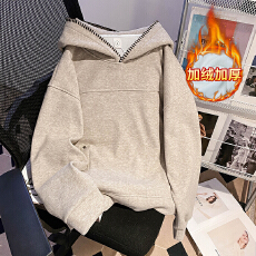 批发实拍特价糯米绒复合真超460克加绒卫衣秋冬新款宽松连帽保暖上衣