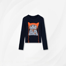 批发官图特价<b class='q'>长袖</b>t恤打底衫女装薄款春秋新款卡通刺绣花圆领韩版上衣