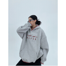 批发官图特价薄款卫衣春秋新款国潮刺绣花宽松连帽上衣<b class='q'>大码</b>女装200斤