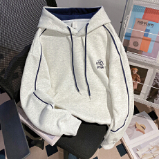 批发实拍特价薄款卫衣早春新款潮宽松明线装饰刺绣花连帽韩版上衣女装