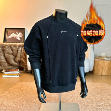 批发官图特价加绒卫衣男女情侣装秋冬潮牌新款宽松铆钉刺绣花保暖上衣