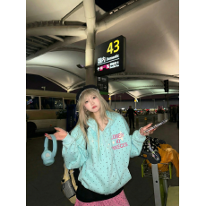 批发官图特价薄款卫衣女春季<b class='q'>新款</b>韩系潮波点字母拉链开衫外套连帽上衣