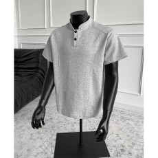 批发官图特价220克曼巴棉<b class='q'>短袖</b>t恤男女<b class='q'>情侣装</b>夏纯色新款正肩立领领上衣