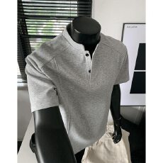 批发官图特价220克曼巴棉<b class='q'>短袖</b>t恤男女<b class='q'>情侣装</b>夏纯色新款正肩立领领上衣