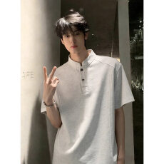 批发官图特价220克曼巴棉<b class='q'>短袖</b>t恤男女<b class='q'>情侣装</b>夏纯色新款正肩立领领上衣