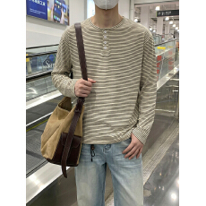 批发官图特价300克<b class='q'>条纹</b><b class='q'>长袖</b><b class='q'>t</b><b class='q'>恤</b>男女情侣装春秋新款潮牌正肩亨利领上衣