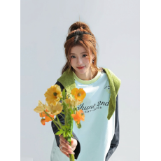 官图特价天丝爽棉220克长袖t恤女春秋新款撞色插肩袖宽松圆领上衣