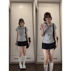 批发官图特价1*1纯棉螺纹210克短袖t恤<b class='q'>女装</b>夏新款韩系刺绣POLO领上衣